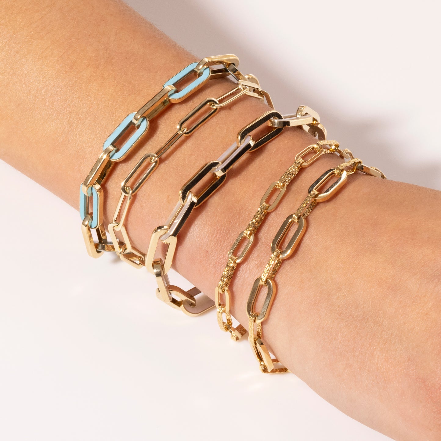 14K Turquoise Paperclip Gem Link Bracelet