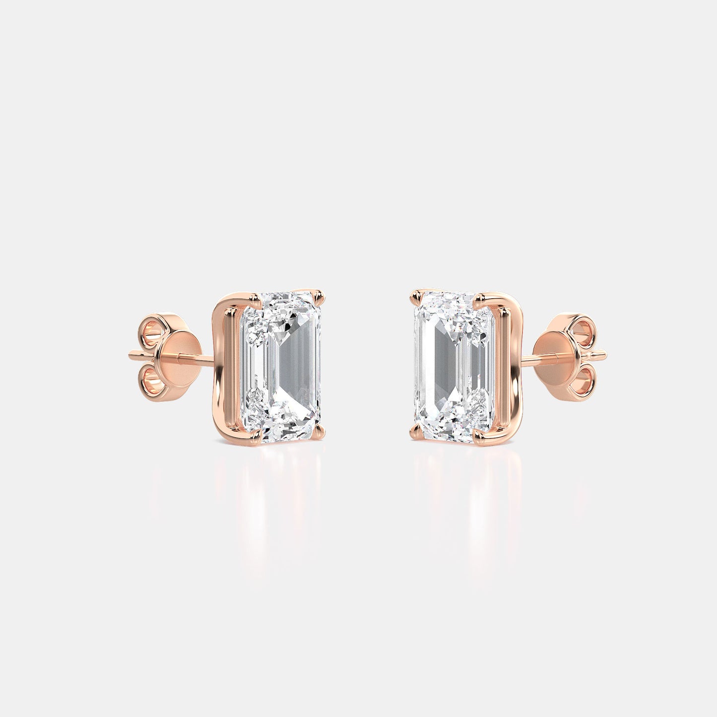 Emerald 4 Prong-Set Lab-Grown Diamond Stud Earrings