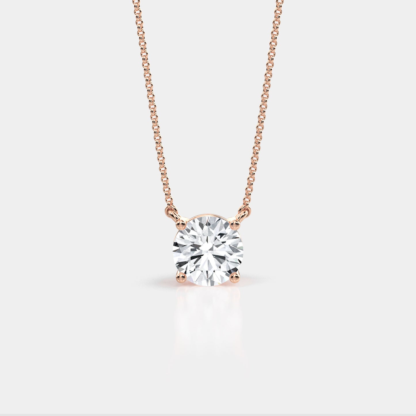 4 Prong Set Round Lab-Grown Diamond Solitaire Necklace