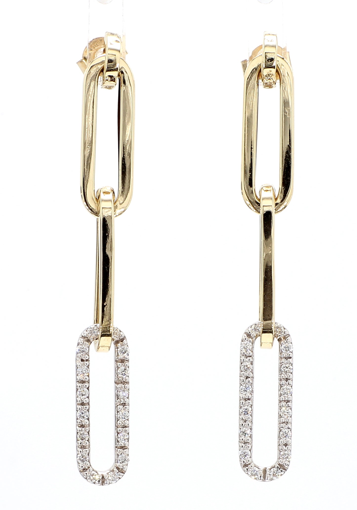 14K Diamond Paperclip Earrings